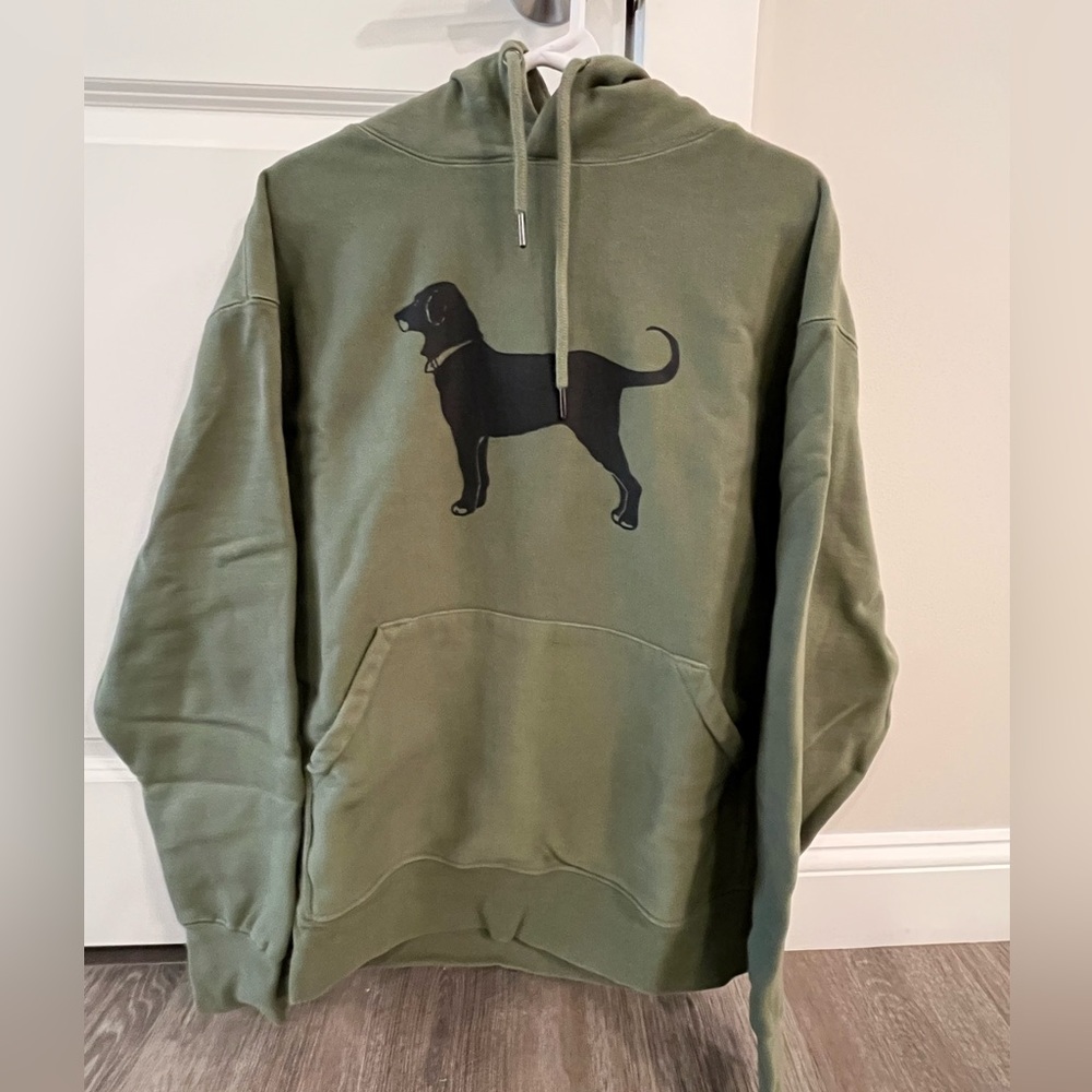 The Black Dog Olive Hoodie with Black Silhouette